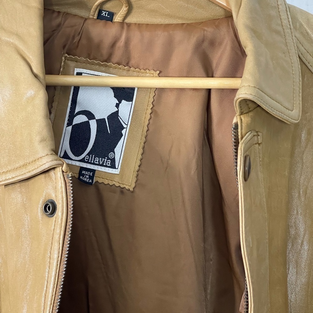 Vintage Bellavia Tan Leather Bomber Jacket - Picture 7 of 13